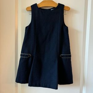 Jacadi Girls Wool Pinafore Florentina Navy Dress